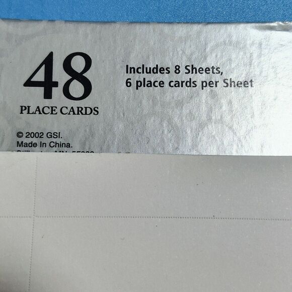 DIY Place Cards White & Silver Gartner Studios Party Wedding Shower 12 Sheets - Picture 5 of 6